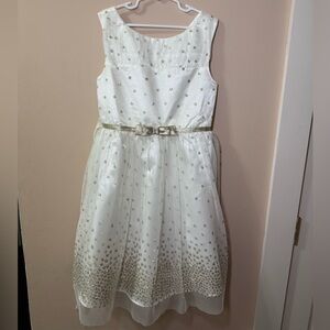 Jona Michelle White and Gold Formal Dress